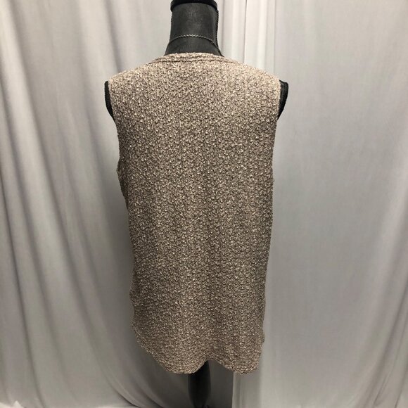 Joan Walters Sleeveless Top Womens Medium Champagne Taupe Stretchy Textured Tank - Picture 4 of 6